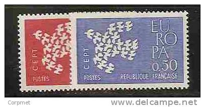 EUROPA-CEPT - FRANCE 1961 - DOVE FLYING - Yvert # 1309/10 - MLH - 1961