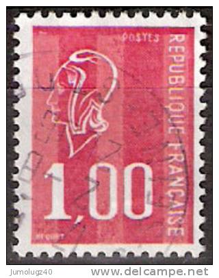 Timbre France Y&T N°1892 (01) Obl  Marianne De Béquet.  1 F.00. Rouge. Cote 0,15 € - 1971-1976 Marianne De Béquet