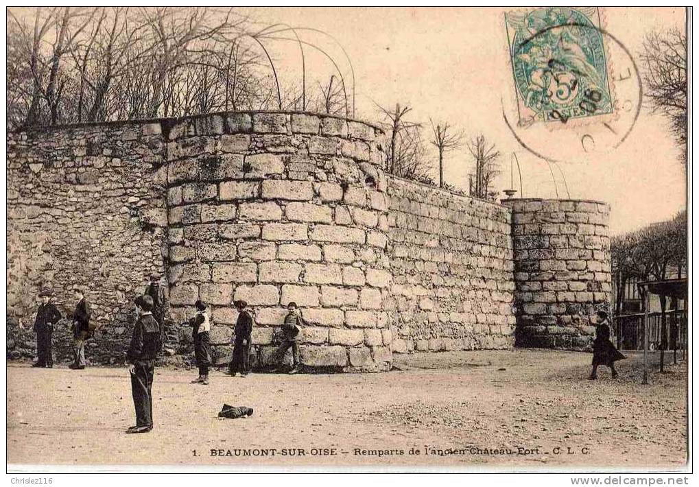 95 BEAUMONT SUR OISE Remparts De L'ancien Château  Beau Plan Animé  1906 - Beaumont Sur Oise