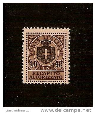 REGNO D´ITALIA-LUOGOTENENZA-194 5-Valore Nuovo S.t.l. Da 10 C. Soprastampato 40 C. Senza Fasci-in Ottime Condiz- DC0965. - Geautoriseerde Privédienst