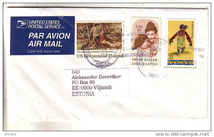 GOOD Postal Cover USA To ESTONIA 1997 - Nice Stamped: Raven Dance; Keller & Sullivan; Ind. War - Covers & Documents