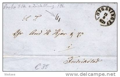 N009/  Brief, Kongsvingef 1859, Porto Handschriftlich 6 Skilling - Storia Postale