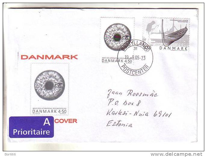 GOOD Postal Cover (FDC) DENMARK To ESTONIA 2005 - Nice Stamped: Art Exhibition & Viking Ship - Covers & Documents