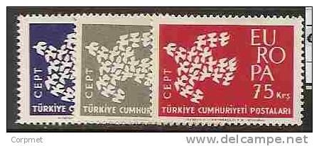 EUROPA-CEPT - TURKEY 1961 - DOVE FLYING - Yvert # 1599/1601 - MLH - 1961