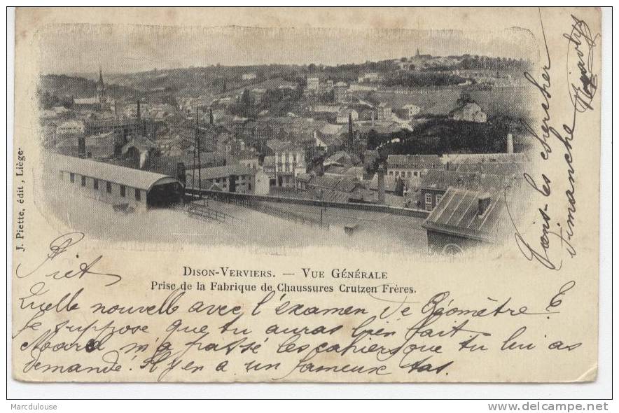 Dison - Verviers. Vue Générale Prise De La Fabrique De Chaussures Crutzen Frères. Algemeen Zicht Vanuit Schoenenfabriek. - Dison