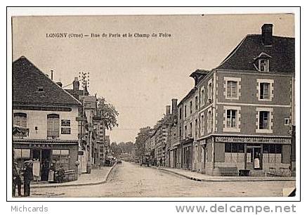 CPA 61 LONGNY - Rue De Paris Et Le Champ De Foire (Cafe, Billard) - Longny Au Perche