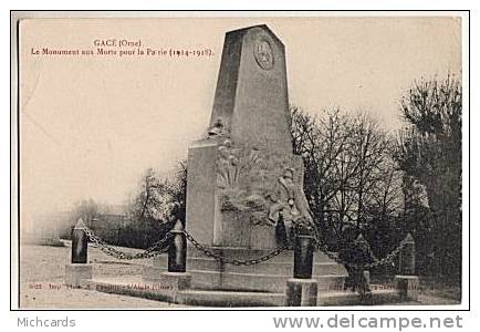 CPA 61 GACE - Le Monument Aux Morts Pour La Patrie - Gace