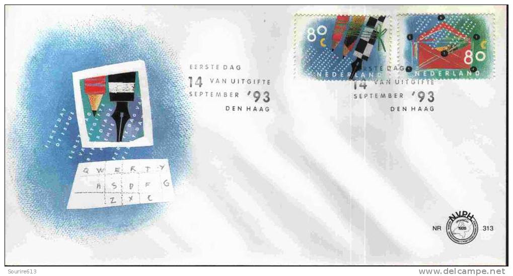 Fdc Pays-Bas 1993 Philatélie Crayon Plume Enveloppe Ordinateur - Andere & Zonder Classificatie