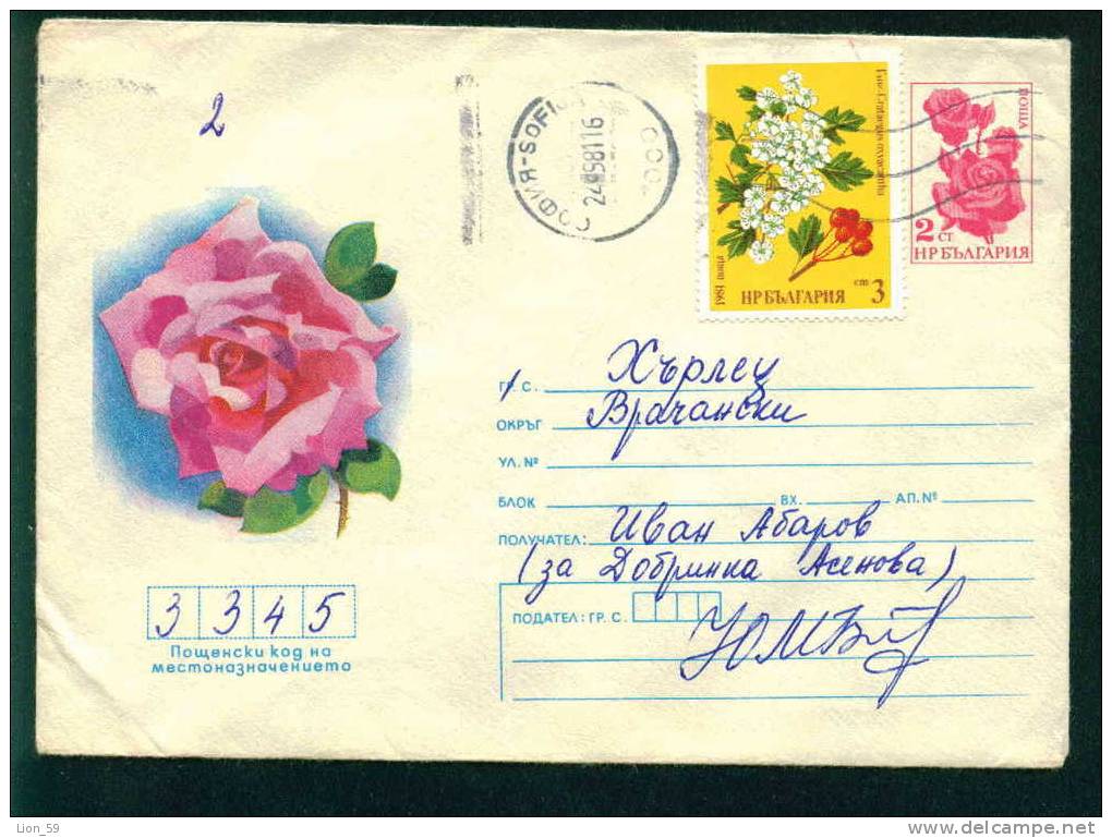 Ubw Bulgaria PSE Stationery 1978 Flora Flowers ROSE Stamp Weissdorn (Crataegus Oxyacantha) / Roses / 3751 - Rosen