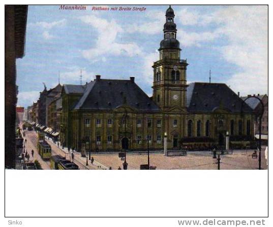 Mannheim - Rathaus Mit Breiti Strasse - Mannheim