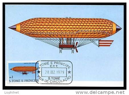 SAINT-THOMAS ET PRINCE 1979, DIRIGEABLES, 3 CARTES MAXIMUM A - Zeppelines