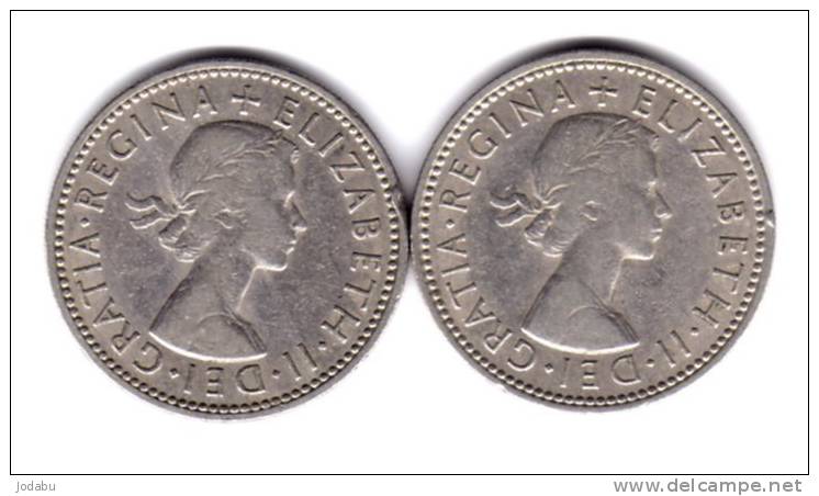 2piéces De  1 Schilling  Grande-bretagne- 1960 -1966- - Autres & Non Classés