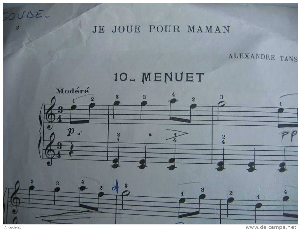 PARTITION MUSIQUE " JE JOUE POUR MAMAN "  MUSIQUE DE ALEXANDRE  TANSMAN  / 1937 MORCEAUX  EN GROSSES NOTES POUR PIANO - Unterrichtswerke