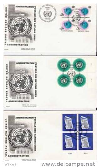 CH428/  SCHWEIZ - VEREINTE NATIONEN - 1. Serie Im 4-er Block Auf 8 FDC's, 4.10.69 - Cartas & Documentos