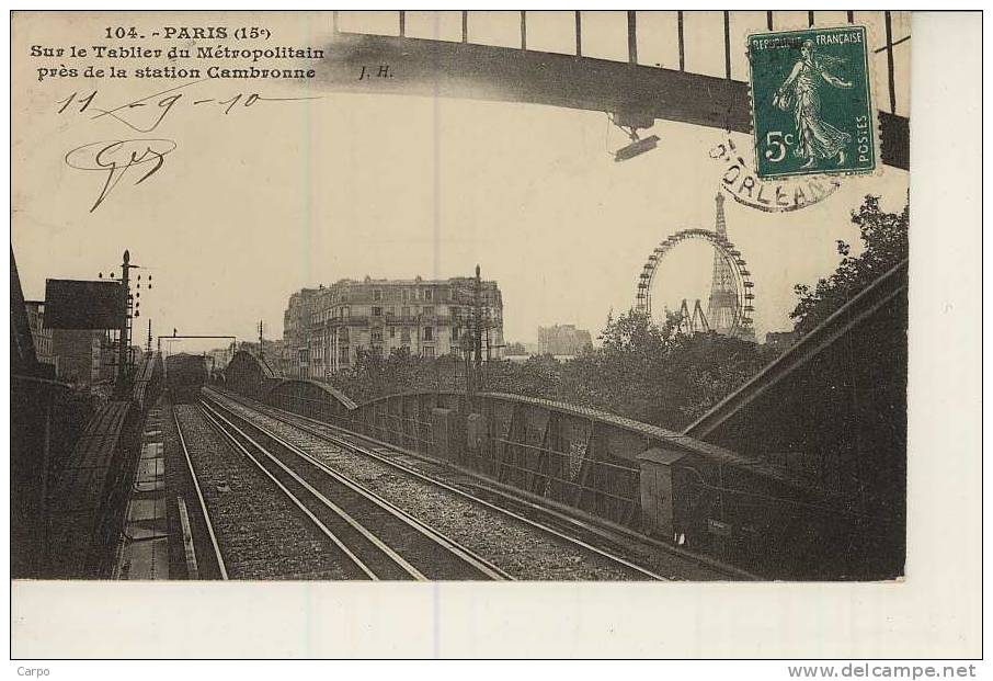 PARIS 15 ème. - Sur Le Tablier Du Métro Près De La Station Cambronne. - Paris (15)
