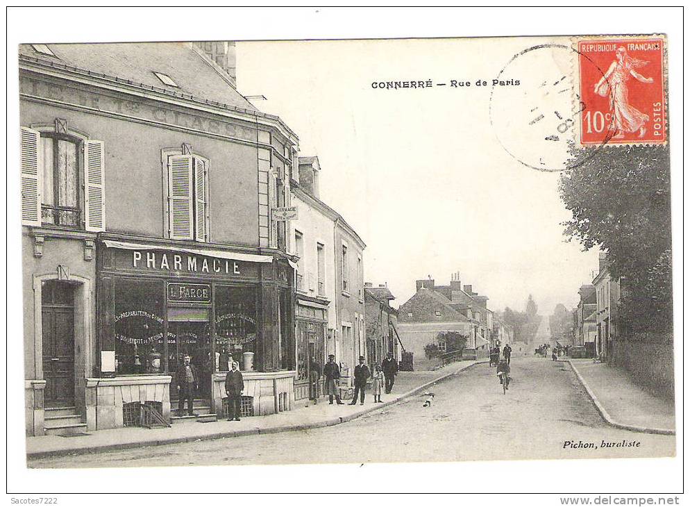 CONNERRE  RUE DE PARIS  - PHARMACIE  LA FARCE - - Connerre