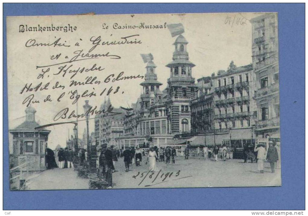 110+125 Op Kaart Per EXPRES Met Kleine Telegraafstempel BLANKENBERGHE - 1912 Pellens