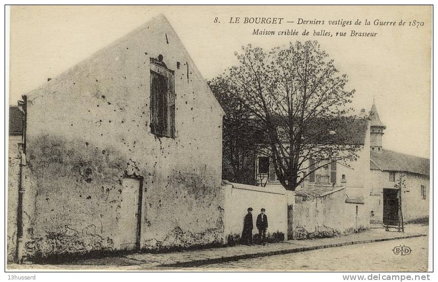 Carte Postale Ancienne Le Bourget - Maison Criblée De Balles, Rue Brasseur - Guerre 1870 - Le Bourget