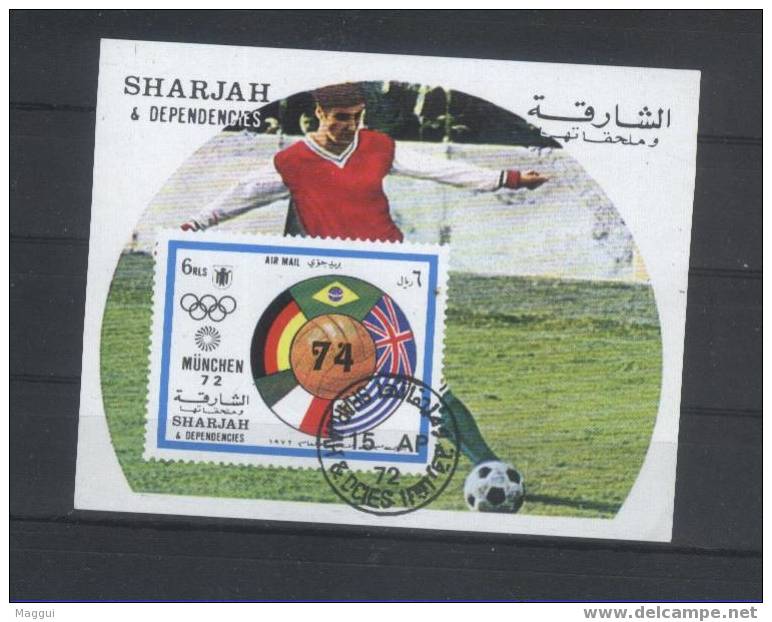 SHARJAH   BF   Oblitéré  NON DENTELE   Jo 1974     Football  Soccer Fussball Drapeaux - 1974 – Westdeutschland