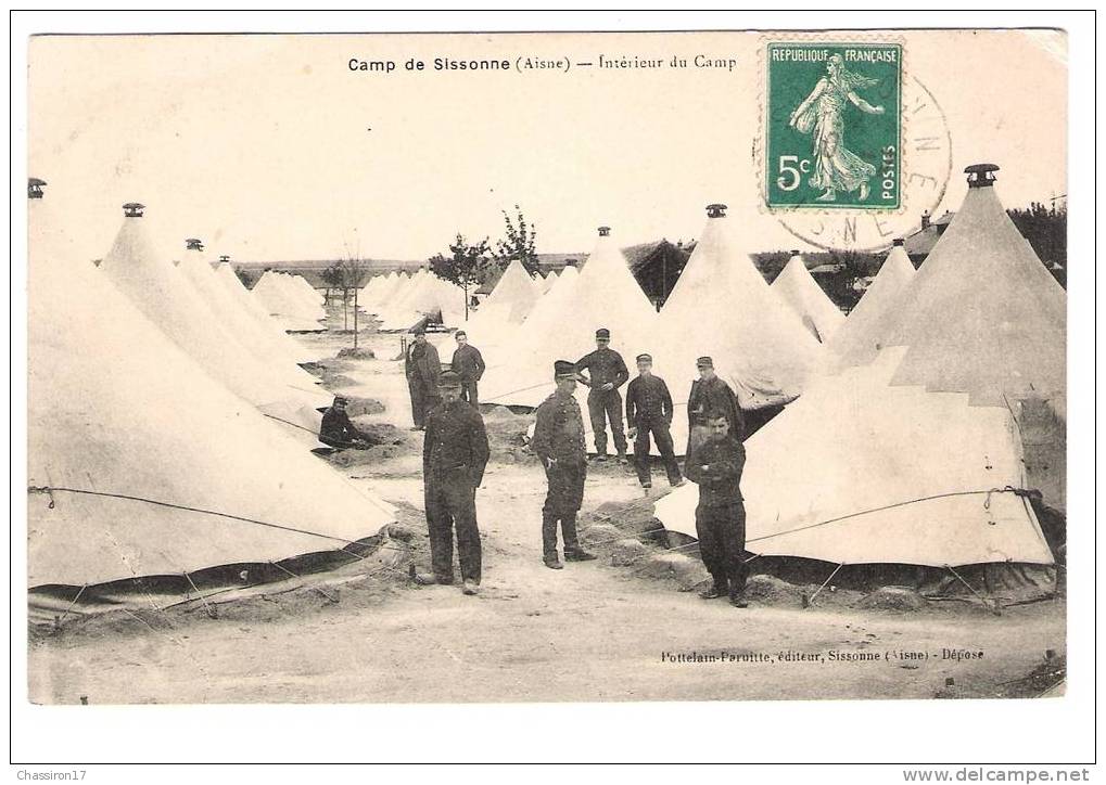 02 - Lot De 2 Cartes  - CAMP De SISSONNE - Intérieur Du Camp  - A Travers Les Tentes   (animée) - Sissonne