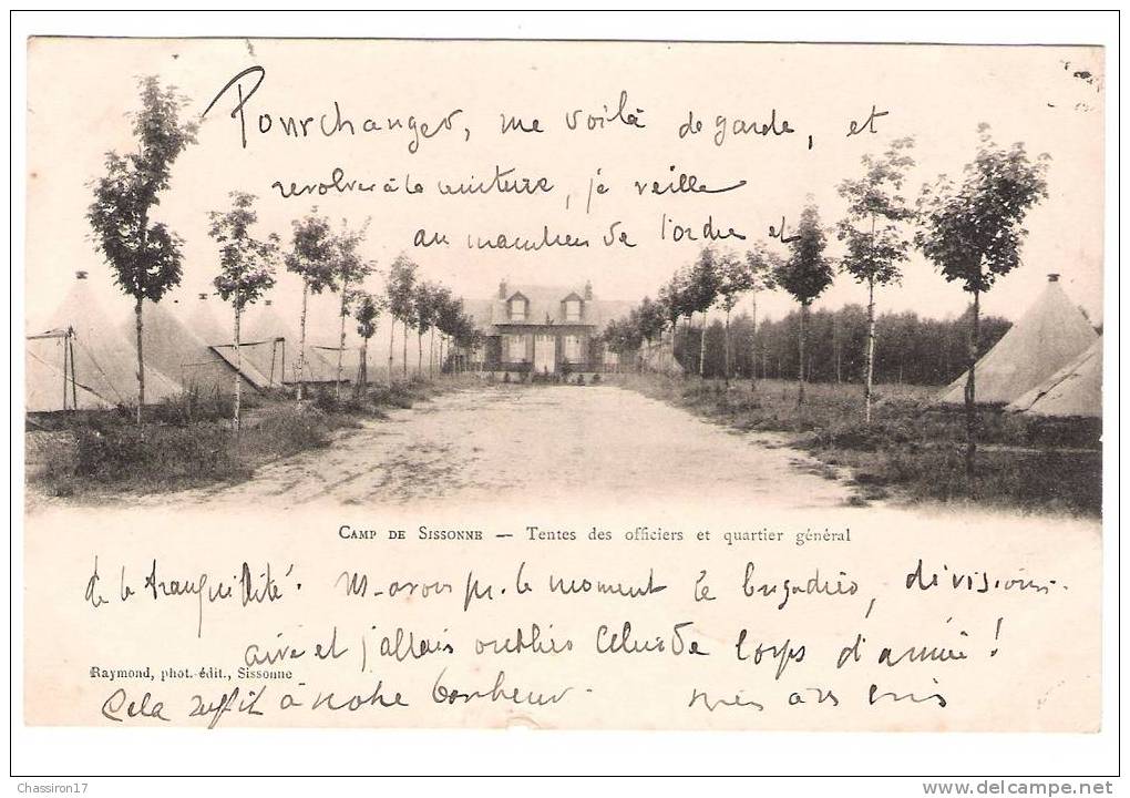 02 - CAMP De SISSONNE - Tentes Des Officiers Et Quartier Général -  Carte Précurseur  1903 - Sissonne
