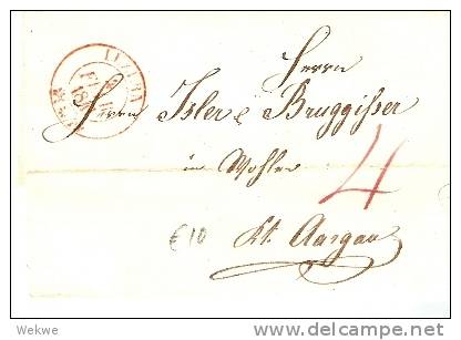 CH006  - SCHWEIZ -/ Luzern 1841 Großer 2-Kreiser,Taxe 4 Nach Aargau - ...-1845 Prephilately