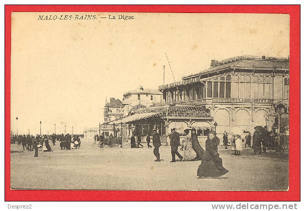 59 MALO LES BAINS Cpa Animée La Digue Pub Au Verso - Malo Les Bains