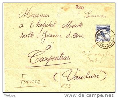 CH398 /- SCHWEIZ -  Frankierte Internierten-Post Nach Frankreich - Poststempel