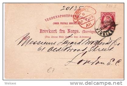 N027/ Ganzsache Mit  Posthorn 10 Öre (P35 I) 1893 Nach London - Interi Postali