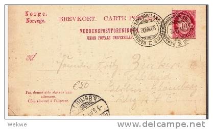 N030/ Ganzsache , Ambulant Hardanger-Sondhordlands 1908 Nach Berlin - Entiers Postaux