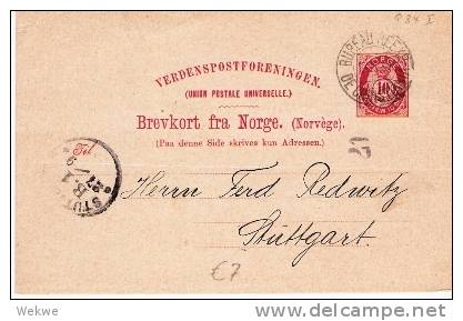 N035/ Posthorn Ganzsache, 10 Öre (P34 I) Nach Stuttgart, Deutschland 1894 - Ganzsachen