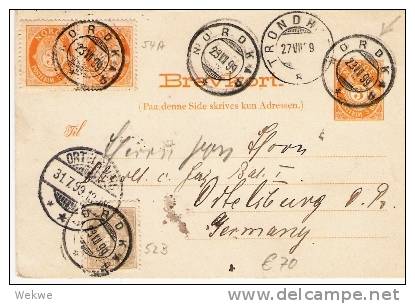 N041/ Posthorn, 3 Öre Paar+Einzelmarke 1 Öre, Nordkap 1899 N Deutschl, - Ganzsachen