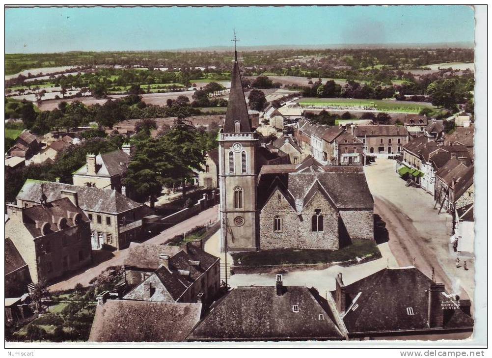 SUPERBE CPSM..DE..CHATILLON SUR COLMONT..BELLE VUE AERIENNE DE L'EGLISE.. - Autres & Non Classés