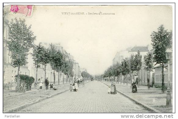 94. VITRY-SUR-SEINE. BOULEVARD LAMOUROUX. ANIMATION. VELO. CARRIOLE. 1907 - Vitry Sur Seine