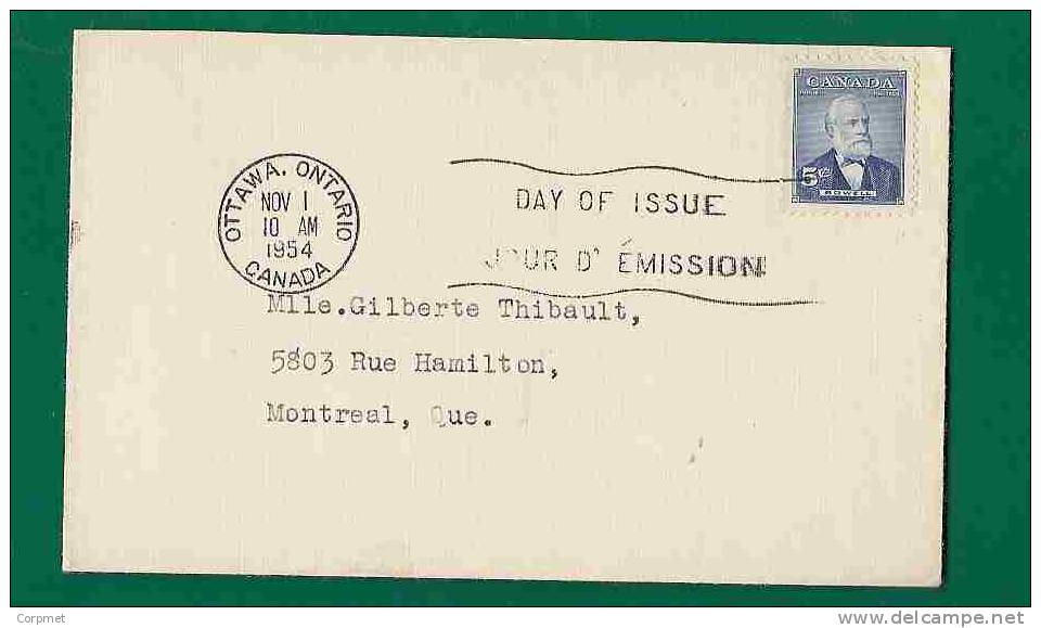 CANADA - BOWELL  - 1954 FDC OTTAWA To MONTREAL - 1952-1960