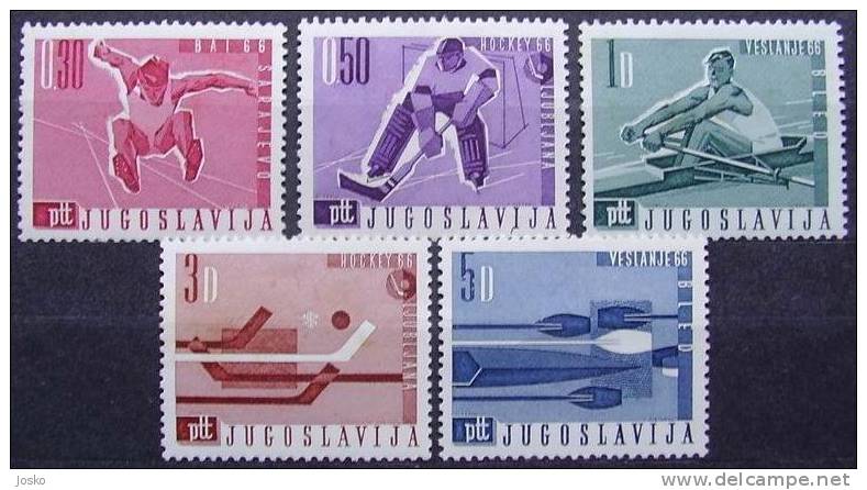 ROWING - 2. Pcs.  &  HOCKEY - 2. Pcs.  &  ATHLETICS - 1. Pcs. ( Yugoslavia Mint Set ) - Balkans Games 1966. - Remo