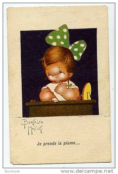 Cpa JE PRENDS LA PLUME Beatrice Mallet - Fillette Bureau Crayon  - Samaritaine -rc Siene 55659 - Mallet, B.