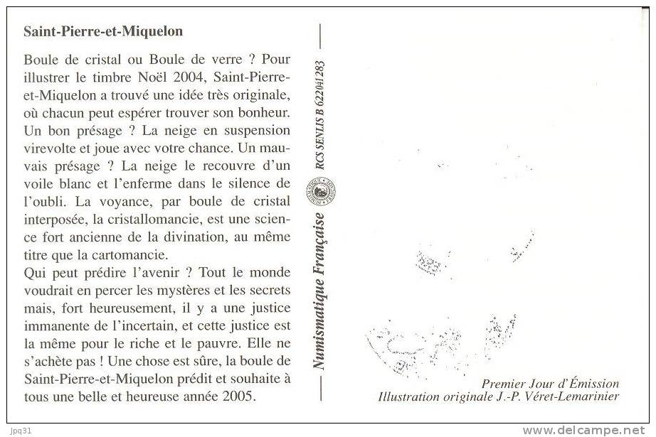 Carte Premier Jour Saint-Pierre-et-Miquelon 08/12/04 - Noël 2004 - Cartes-maximum