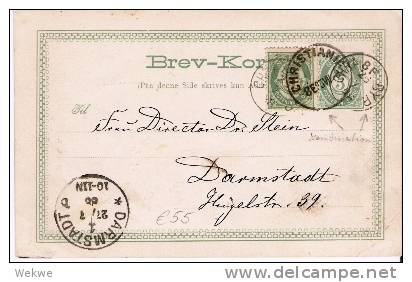 N044/ Christiania Bypost 1888, Kombination Posthorn GA+Marke 5 Öre - Postal Stationery
