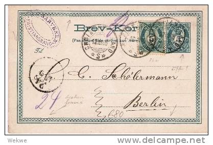 N045/ Kristanssand 1885, Berlin, Ganzsache 5 Öre + MarkeÖre - Enteros Postales