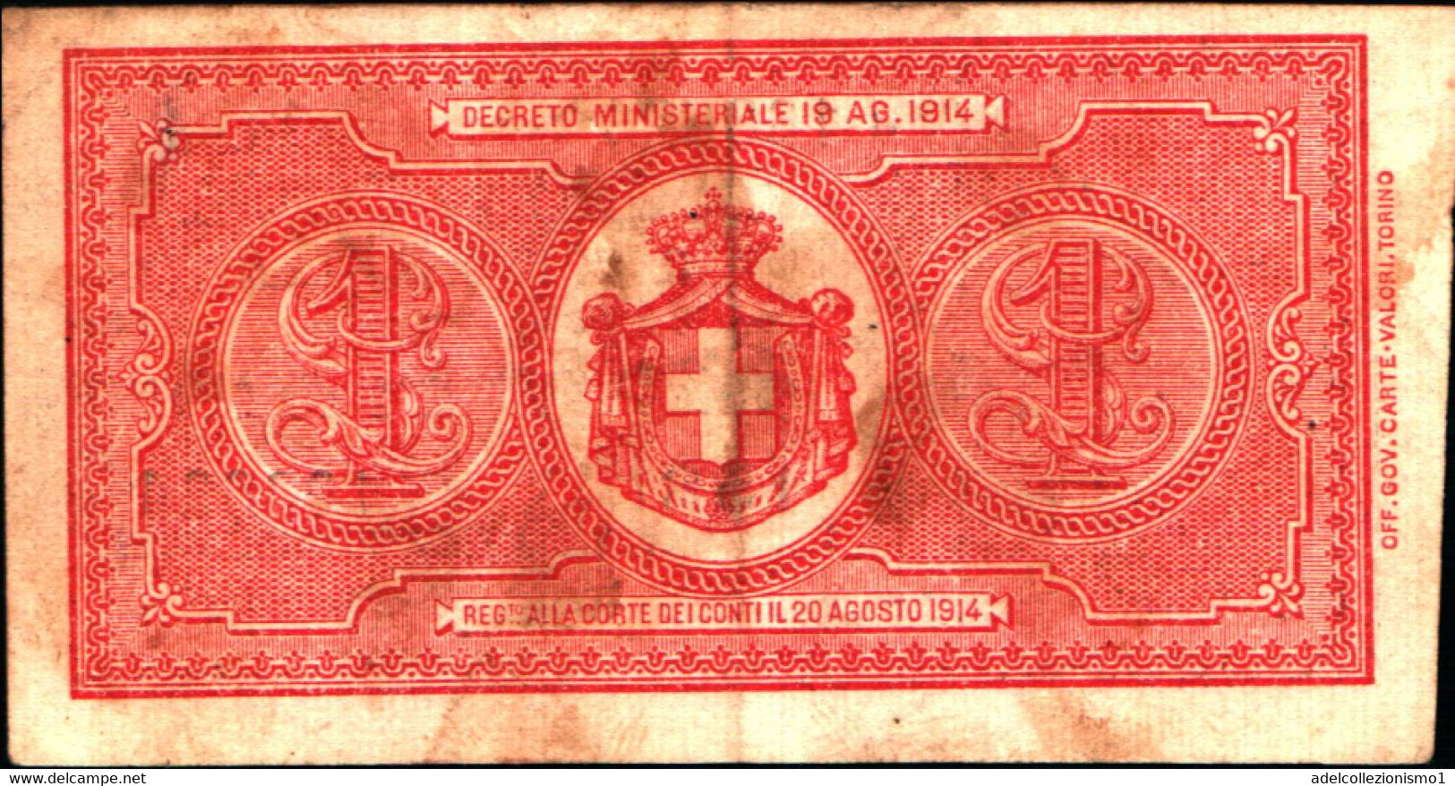 1784)splendida Banconota Da 1£ Vittorio Emanuele II°del 28-12-1917 Aloni - Andere & Zonder Classificatie