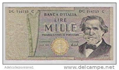 1755)splendida Banconota Da 1000£ Giuseppe Verdi II° Tipo Del 5-8-1975  Varietà Arpa Verde - 1.000 Lire