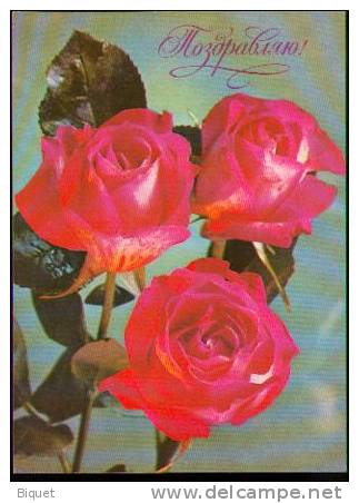 Bel Entier Carte Postale Russe Sur Les Roses (33) Carte De Voeux - Rosas