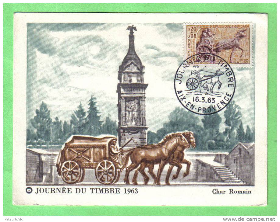 Carte Maximum & FDC / 1963/03/06 / Journée Du Timbre - Char Romain - 1960-1969