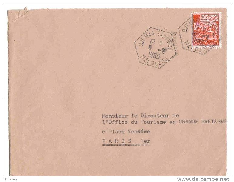 ALGERIE Algeria Lettre DJEMAA SAHARIDJ / TIZI OUZOU 6 2 65 ( Agence Postale Postal Agency ) Cover - Covers & Documents