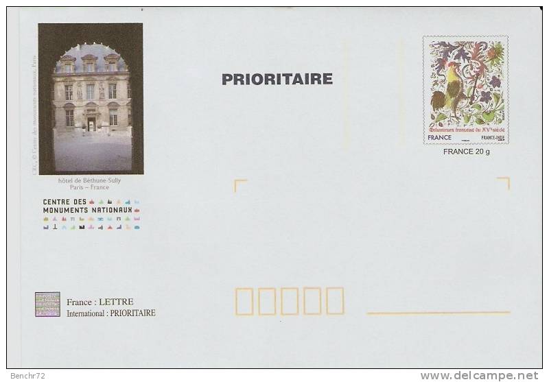 PAP - Prêt-à-Poster - Timbre ENLUMINURE - MONUM - HOTEL DE BETHUNE-SULLY - ETAT NEUF - Prêts-à-poster:Stamped On Demand & Semi-official Overprinting (1995-...)