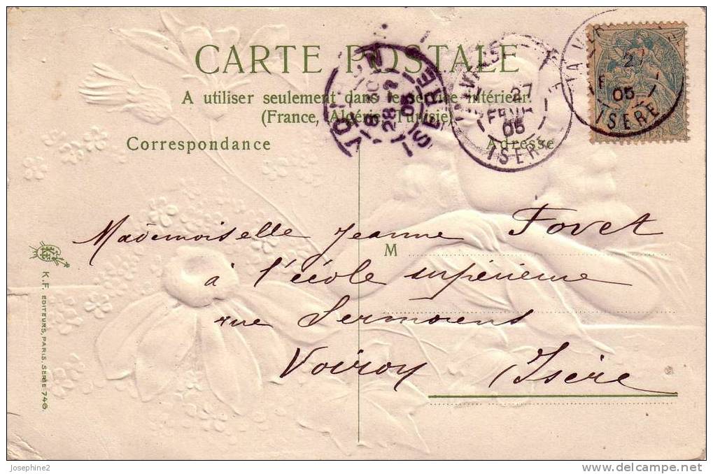 Carte  1905  Série En Relief Fillette Marguerite (beaucoup) - Myosotis - - Verzamelingen & Reeksen