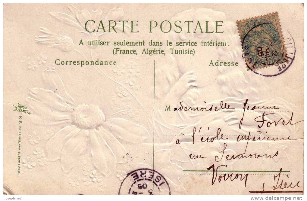 Carte  1905  Série En Relief Fillette Marguerite (un Peu )- Mysotis - Other & Unclassified