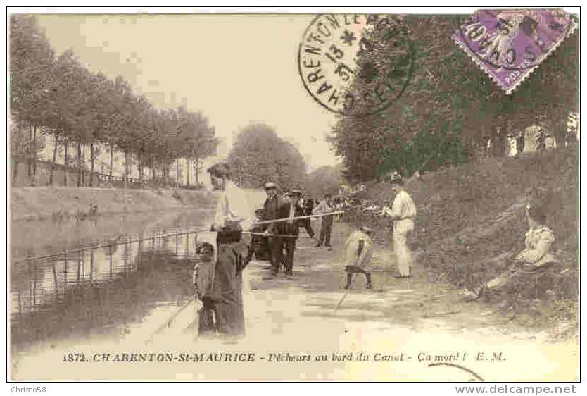 94  CHARENTON  SAINT MAURICE   Pecheurs Au Bord Du Canal   Ca Mord!  Animée++ - Charenton Le Pont
