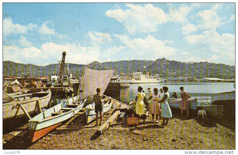 FISHING CANOES AND CRUISE SHIP IN CASTRIES HARBOUR - Bermuda